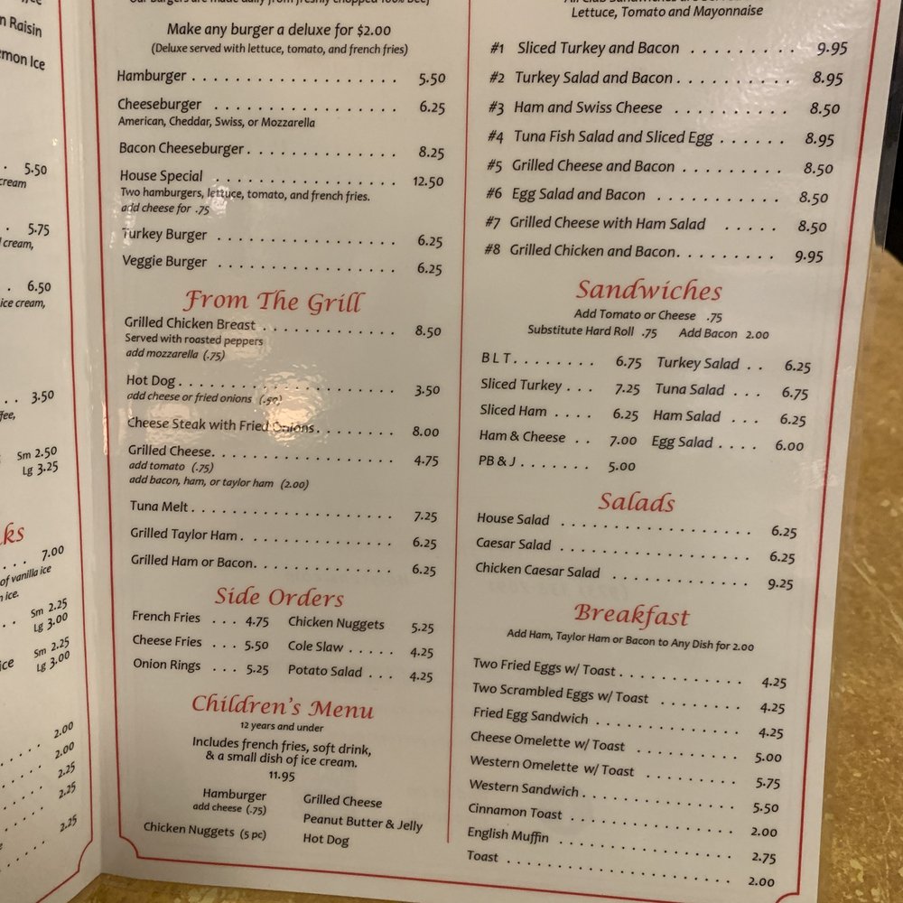 Holsten's - Menu (as of 04/2022) - Candy Stores Near Me - Bloomfield, New Jersey