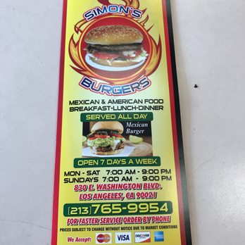 Simon's Burgers - menu for the restaurant - Burgers Near Me - Los Angeles, California Simon's Burgers - menu for the restaurant - Burgers Near Me - Los Angeles, California