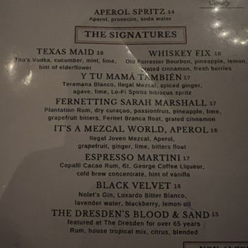 The Dresden - menu - Lounges Near Me - Los Angeles, California