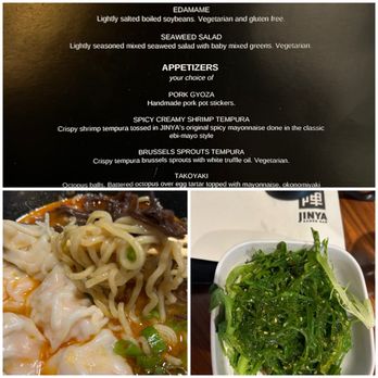 JINYA Ramen Bar - Logan Circle - The limited restaurant week menu along with seaweed salad - Ramen Near Me - Washington, DC, District of Columbia JINYA Ramen Bar - Logan Circle - The limited restaurant week menu along with seaweed salad - Ramen Near Me - Washington, DC, District of Columbia