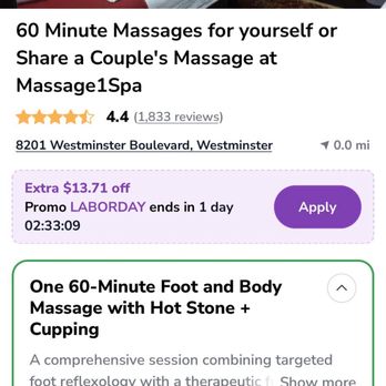 Massage One Spa - The deal - Massage Near Me - Westminster, California Massage One Spa - The deal - Massage Near Me - Westminster, California