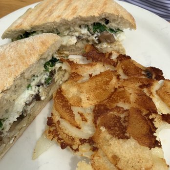 The Peach Cafe - Egg white panini with scalloped potatoes - New American Near Me - Monrovia, California The Peach Cafe - Egg white panini with scalloped potatoes - New American Near Me - Monrovia, California