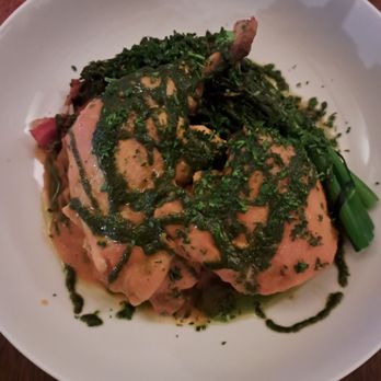 Les Faux Bourgeois - Poulet À La Provençale Braised Leg of chicken, Ratatouille, Broccolini, pistou - French Near Me - Vancouver, British Columbia Les Faux Bourgeois - Poulet À La Provençale Braised Leg of chicken, Ratatouille, Broccolini, pistou - French Near Me - Vancouver, British Columbia