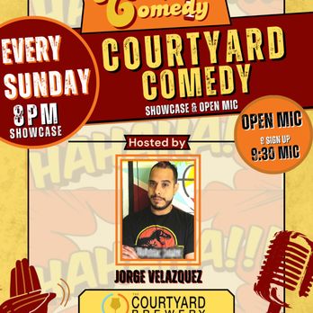 Craft Comedy - Courtyard Comedy Showcase & Open Mic at Courtyard Brewery
Every Sunday, 8pm - Comedy Clubs Near Me Craft Comedy - Courtyard Comedy Showcase & Open Mic at Courtyard Brewery
Every Sunday, 8pm - Comedy Clubs Near Me