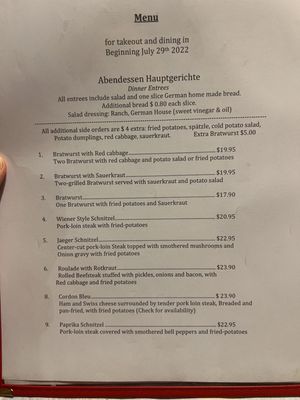 Menu photo 2 Zur Autobahn German Restaurant Meridian, TX Menu photo 2 Zur Autobahn German Restaurant Meridian, TX