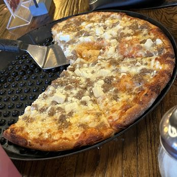 Red White & Brew - 12" Italian sausage and feta pizza - American Near Me - Mesa, Arizona Red White & Brew - 12" Italian sausage and feta pizza - American Near Me - Mesa, Arizona