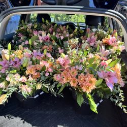 May's Produce and Flowers - Flowers for our wedding heading to the venue.