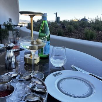 Skywalker Grill - Half dozen Kumamoto oysters, dirty martini, patio view! - Seafood Near Me - Los Angeles, California