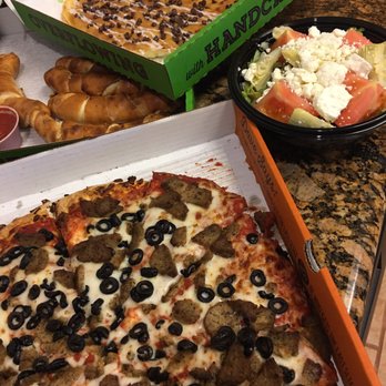 DoubleDave's Pizzaworks - Meatball & black olive, cheese sticks, Greek salad, & chocolate chip cookie cake!  Quick delivery! - Pizza Near Me - San Antonio, Texas