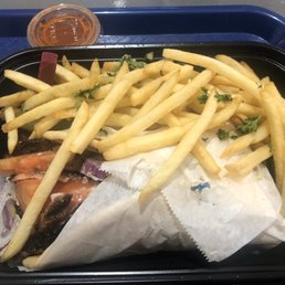 Chicken Sharma wrap and fries.