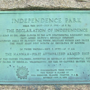 Independence Park - Old plaque on big rock - Parks Near Me - Beverly, Massachusetts