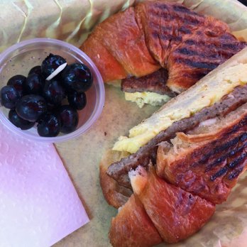 Rail Side Cafe - Sausage and egg croissant. Tasty. - Coffee & Tea Near Me - San Dimas, California Rail Side Cafe - Sausage and egg croissant. Tasty. - Coffee & Tea Near Me - San Dimas, California