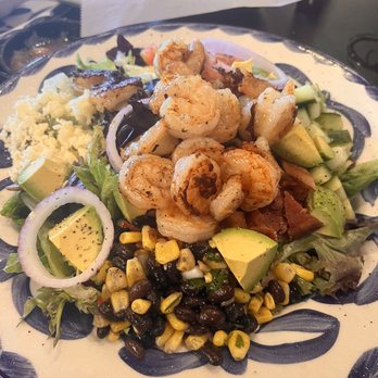 Loco Burro - Salad with grilled shrimp! Chipotle ranch side dressing - Tex-Mex Near Me - Knoxville, Tennessee