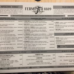 Fermento1889 - Menu in late Sep 2018. They also gave us English menu card.