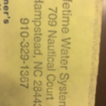 Lifetime Water Systems and Plumbing - Receipt Stamp - Plumbing Near Me - Hampstead, North Carolina