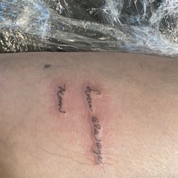 This is the tattoo that I got... it's my mom's actual handwriting tattooed on my forearm by Paula... it reads, "Love always, Mom" This is the tattoo that I got... it's my mom's actual handwriting tattooed on my forearm by Paula... it reads, "Love always, Mom"