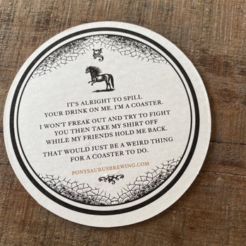 Ponysaurus Brewing Co - Coaster - Breweries Near Me - Durham, North Carolina