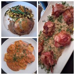 Lobster ravioli, beef Wellington