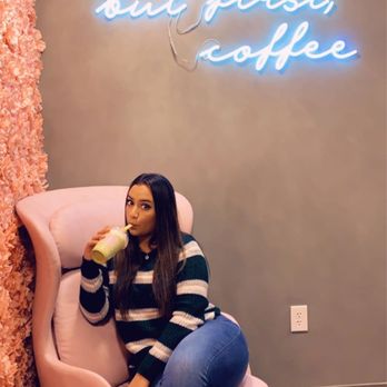 Pink Coffee - Cute background :) - Desserts Near Me - Garland, Texas