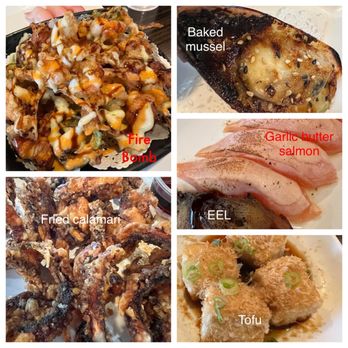 The Sushi By Jin - Fire bomb, Baked Mussel, fried calamari, Freshwater Eel Sushi(4PC), garlic butter salmon, Agedashi Tofu (10PC) - Japanese Near Me - Fullerton, California The Sushi By Jin - Fire bomb, Baked Mussel, fried calamari, Freshwater Eel Sushi(4PC), garlic butter salmon, Agedashi Tofu (10PC) - Japanese Near Me - Fullerton, California