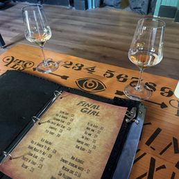 Tasting flight menu and other available pours Tasting flight menu and other available pours