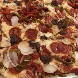 Chaug-Bo pizza.  Pepperoni, hamburg, onions and peppers