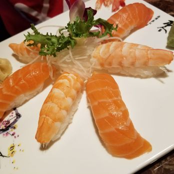 Sakura - Ebi & Salmon Nigiri - Sushi Bars Near Me - Mililani, Hawaii Sakura - Ebi & Salmon Nigiri - Sushi Bars Near Me - Mililani, Hawaii