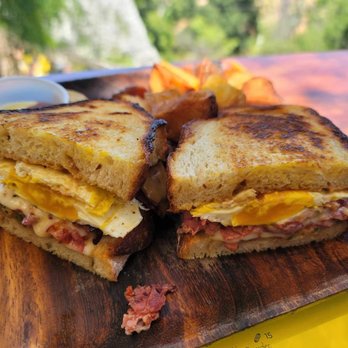 Cafe on 27 - Pastrami Egg Sandwich with potatoes - Breakfast & Brunch Near Me - Topanga, California Cafe on 27 - Pastrami Egg Sandwich with potatoes - Breakfast & Brunch Near Me - Topanga, California