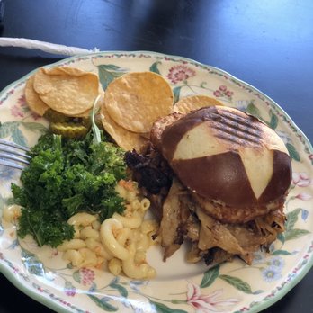 Nature's Plate - "Egg and cheese" on a pretzel bun with bacon added - Juice Bars & Smoothies Near Me - Keyport, New Jersey