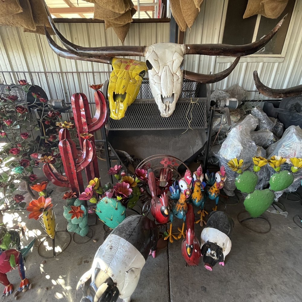 Chile Fanatic - a bull skull, cactus, and other decorations - Gift Shops Near Me - Hatch, New Mexico