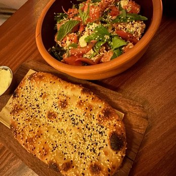 Masquerade - Barbari bread and watermelon salad - Cocktail Bars Near Me - Brooklyn, New York