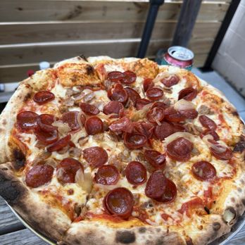 The Garage - Meat pizza 14" $16 - Food Trucks Near Me - Frederick, Maryland The Garage - Meat pizza 14" $16 - Food Trucks Near Me - Frederick, Maryland