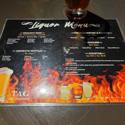 Tag Bar and Steakhouse - Drink Menu