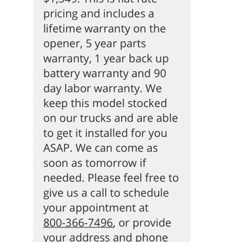 GDI Garage Doors - Price quote for a liftmaster 87504-267 with a solid rail. - Garage Door Services Near Me