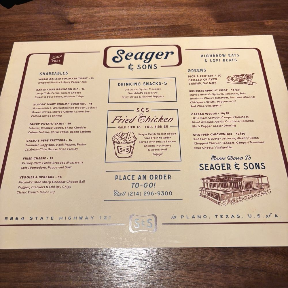 Seager & Sons - Menu - Pizza Near Me - Plano, Texas Seager & Sons - Menu - Pizza Near Me - Plano, Texas
