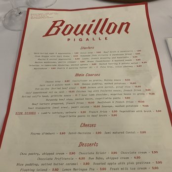 Bouillon Pigalle - Menu. Try everything on the menu. What extraordinary prices. - French Near Me - Paris, 75 Bouillon Pigalle - Menu. Try everything on the menu. What extraordinary prices. - French Near Me - Paris, 75