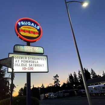 Frugals - a sign for a fast food restaurant - Fast Food Near Me - Port Angeles, Washington Frugals - a sign for a fast food restaurant - Fast Food Near Me - Port Angeles, Washington