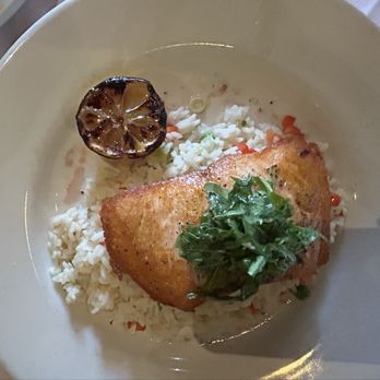 Saki's Spin A Yarn Restaurant - Salmon over rice pilaf - Steakhouses Near Me - Fremont, California