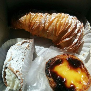 Lamanna's Bakery - Lobster tail which is a cream filled flaky pastry. Got a cannoli of course and a Portuguese tart! - Bakeries Near Me - Scarborough, Ontario