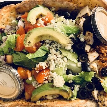 Blue Moon Pizza - Cobb salad with pizza crust - Pizza Near Me - Marietta, Georgia Blue Moon Pizza - Cobb salad with pizza crust - Pizza Near Me - Marietta, Georgia