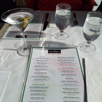 Orange Hill Restaurant - Belvedere martini + lunch menu - New American Near Me - Newburgh, New York