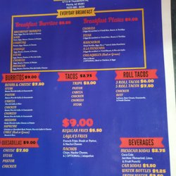 Breakfast Burritos & Taco Shop - Menu
