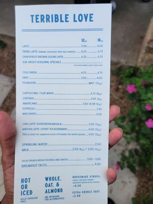 Menu photo 1 Terrible Love Austin, TX