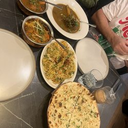 Dar's - Garlic naan, vegetable biriyani, fish and chicken and lamb curries