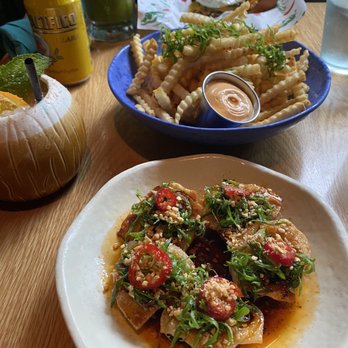 The Toasted Coconut - Pork Dumplings, fries, Cheeseburger - New American Near Me - Houston, Texas