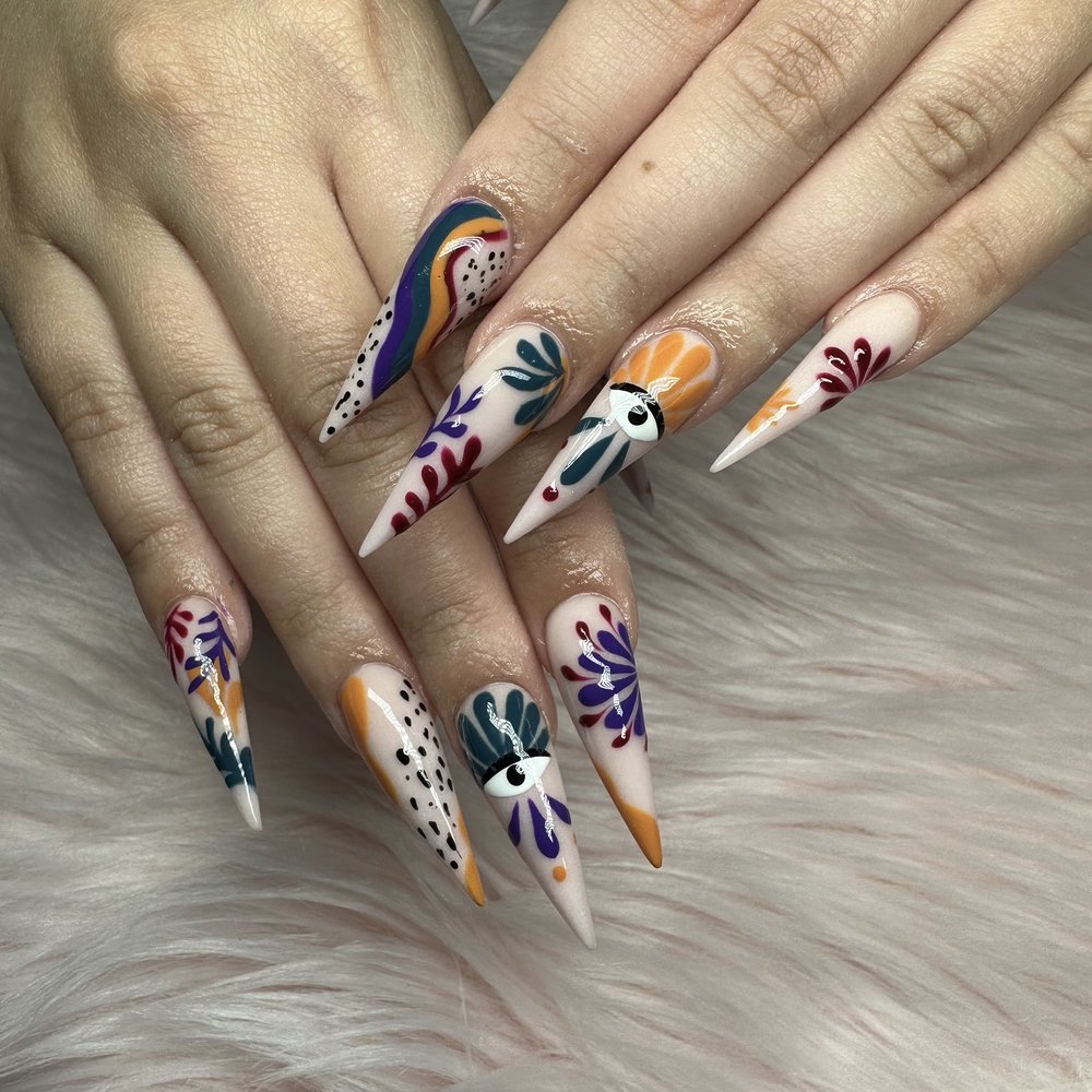 Natalie’s Nails & Salon - Long stilletto custom art. Glow in the dark acrylic. - Nail Salons Near Me - Pittsburg, California Natalie’s Nails & Salon - Long stilletto custom art. Glow in the dark acrylic. - Nail Salons Near Me - Pittsburg, California
