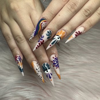 Natalie’s Nails & Salon - Long stilletto custom art. Glow in the dark acrylic. - Nail Salons Near Me - Pittsburg, California Natalie’s Nails & Salon - Long stilletto custom art. Glow in the dark acrylic. - Nail Salons Near Me - Pittsburg, California