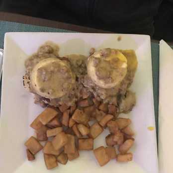 Brunch - Biscuits and Gravy Eggs Benedict - spicy sausage and crispy potatoes - Breakfast & Brunch Near Me - Milwaukee, Wisconsin Brunch - Biscuits and Gravy Eggs Benedict - spicy sausage and crispy potatoes - Breakfast & Brunch Near Me - Milwaukee, Wisconsin