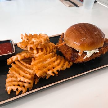 Katsu Bar - Nashville Hot Sandwich w/ Waffle Fries - Sandwiches Near Me - Los Angeles, California