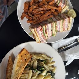 Continental Club with side of Sweet Potato Fries, and Penne Continental Continental Club with side of Sweet Potato Fries, and Penne Continental